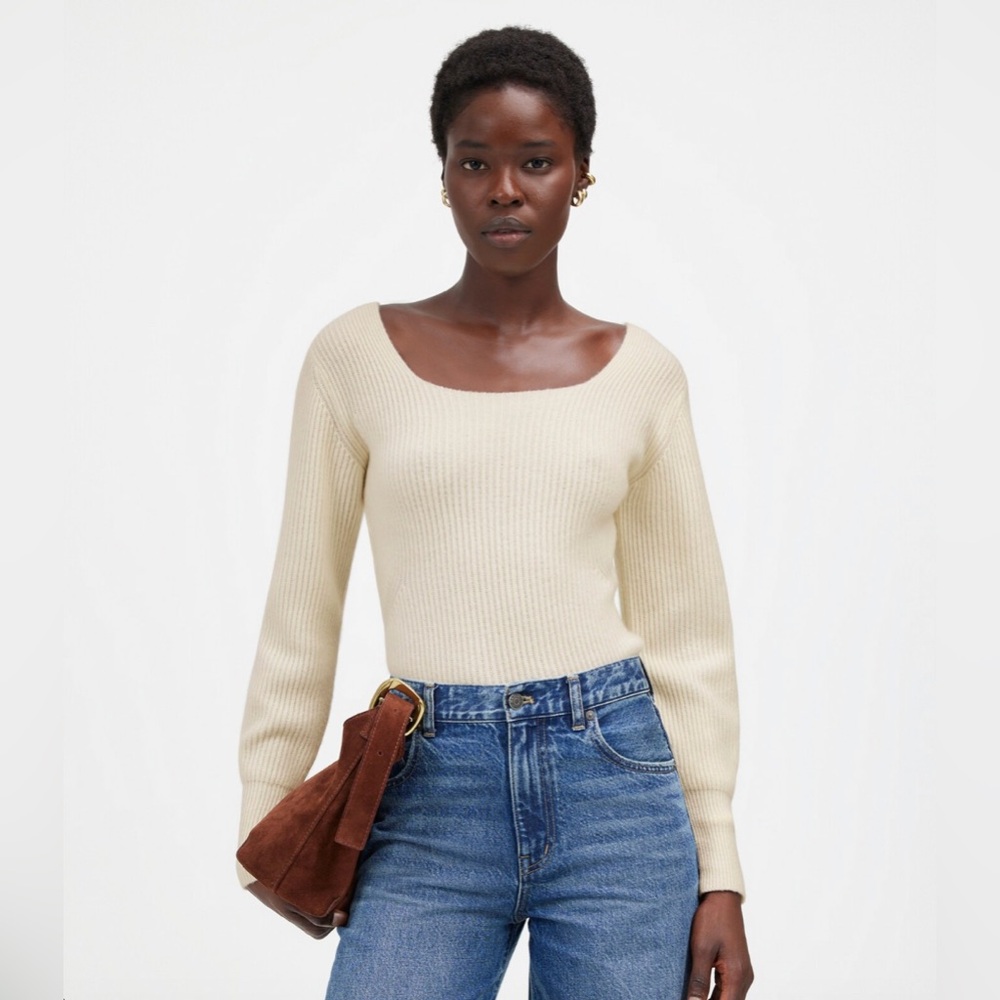 Madewell SoftWool Square-Neck Pullover Sweater • size xl • NT585